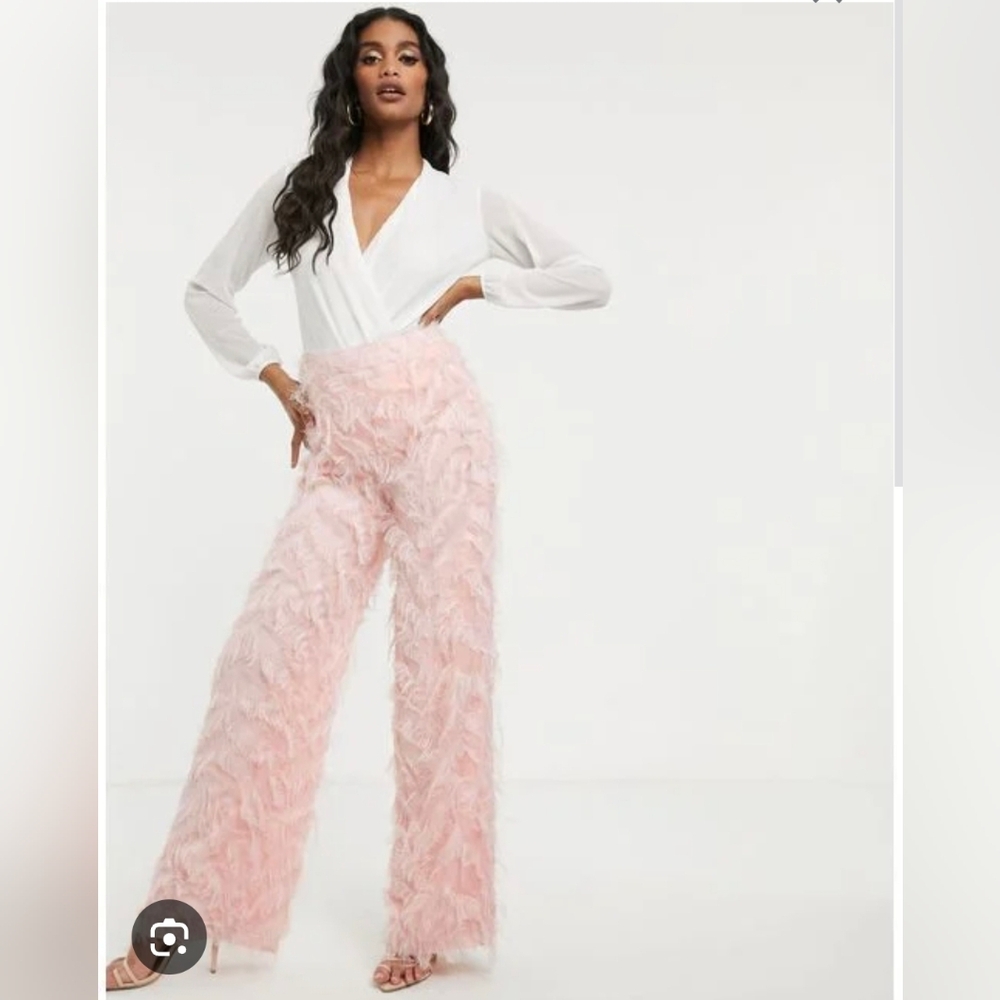 Missguided feather look wide leg pants